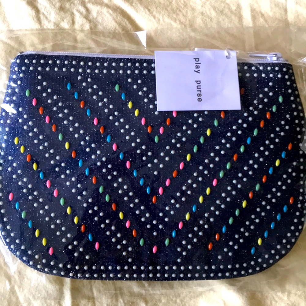 Play purse navy beaded clutch crossbody bag